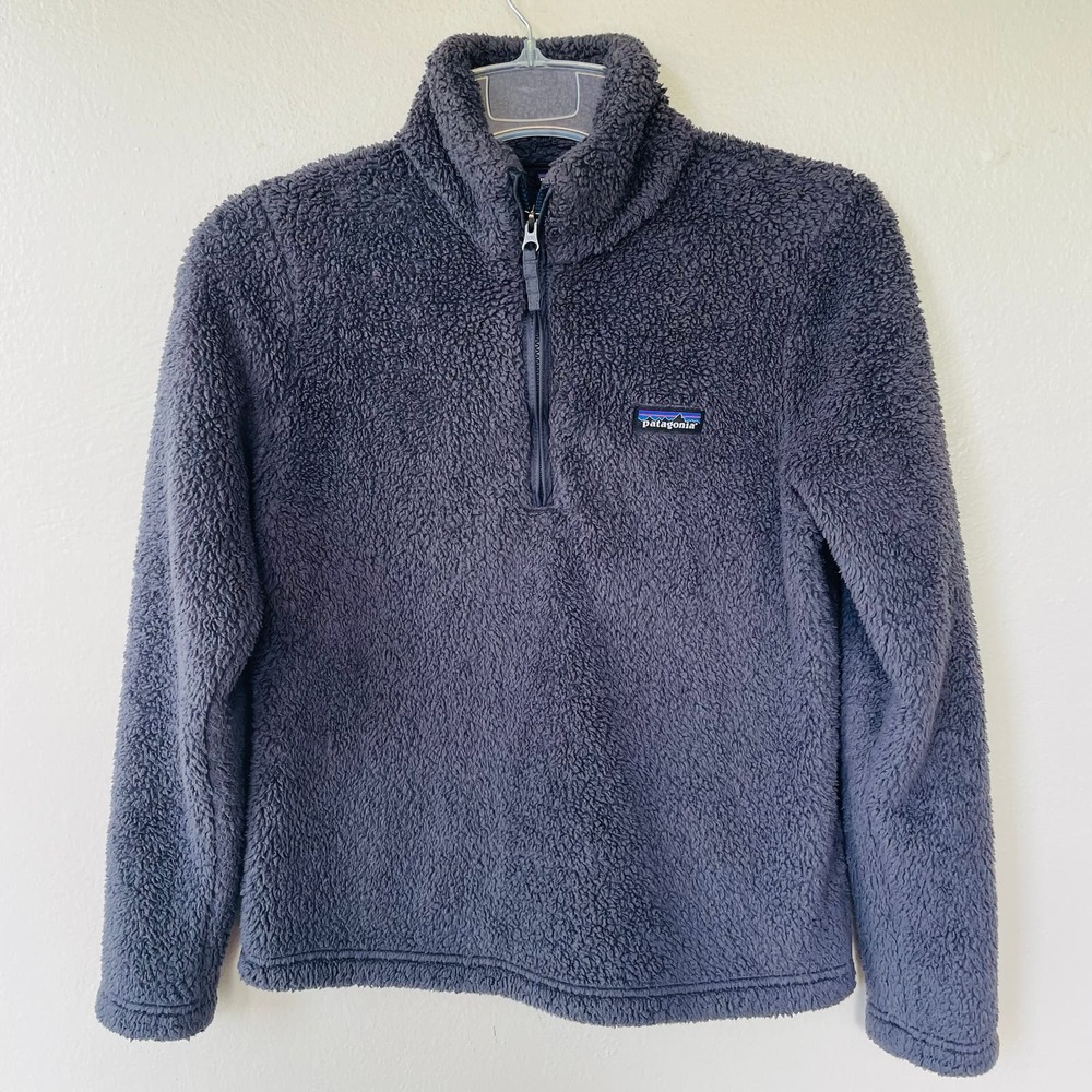 Patagonia Los Gatos 1/4 Zip Charcoal Gray Fleece Teddy Zip up Size S - Picture 11 of 11